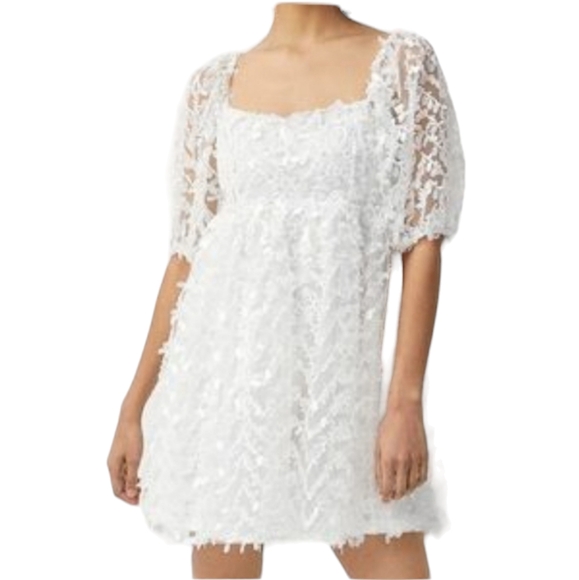 SM NWT Babydoll Dress Mesh with Petal shaped sequins Puff Sleeves - Picture 11 of 11